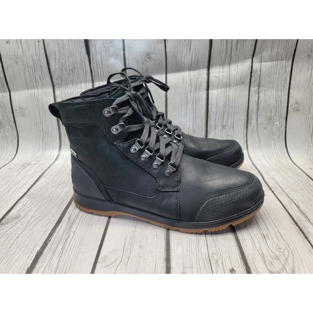 SOREL Ankeny II Mid Insulated Waterproof Boots Men's 9.5 US Black Leather OutDry